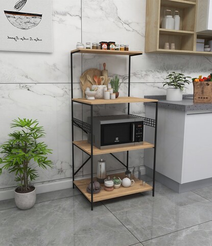 Dulap de bucatarie anemon, kalune design, 60x45x124 cm, natural/negru