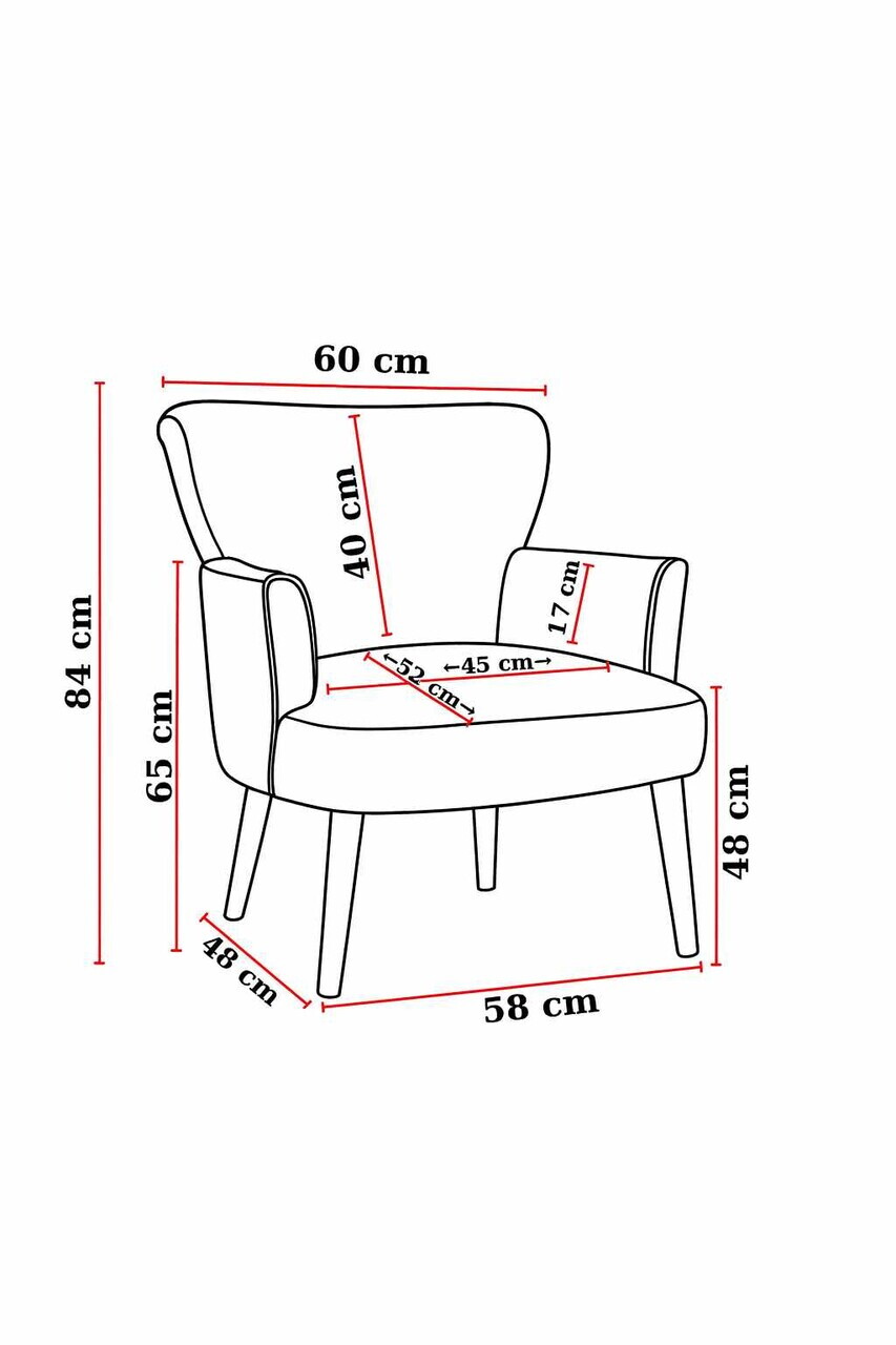 Set fotoliu cu aripioare și puf (3 piese), Atelier del Sofa, 281ELR1182, Albastru inchis — imaginea 2