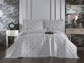 Set cuvertura de pat dubla 3 piese, Merlin - Grey, Whitney, Tesatura Chenille