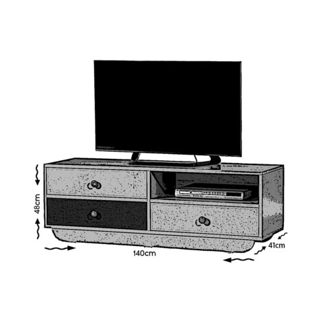 Comoda TV, Comforty, Casablanca, 140x48x41 cm, Alb/Albastru