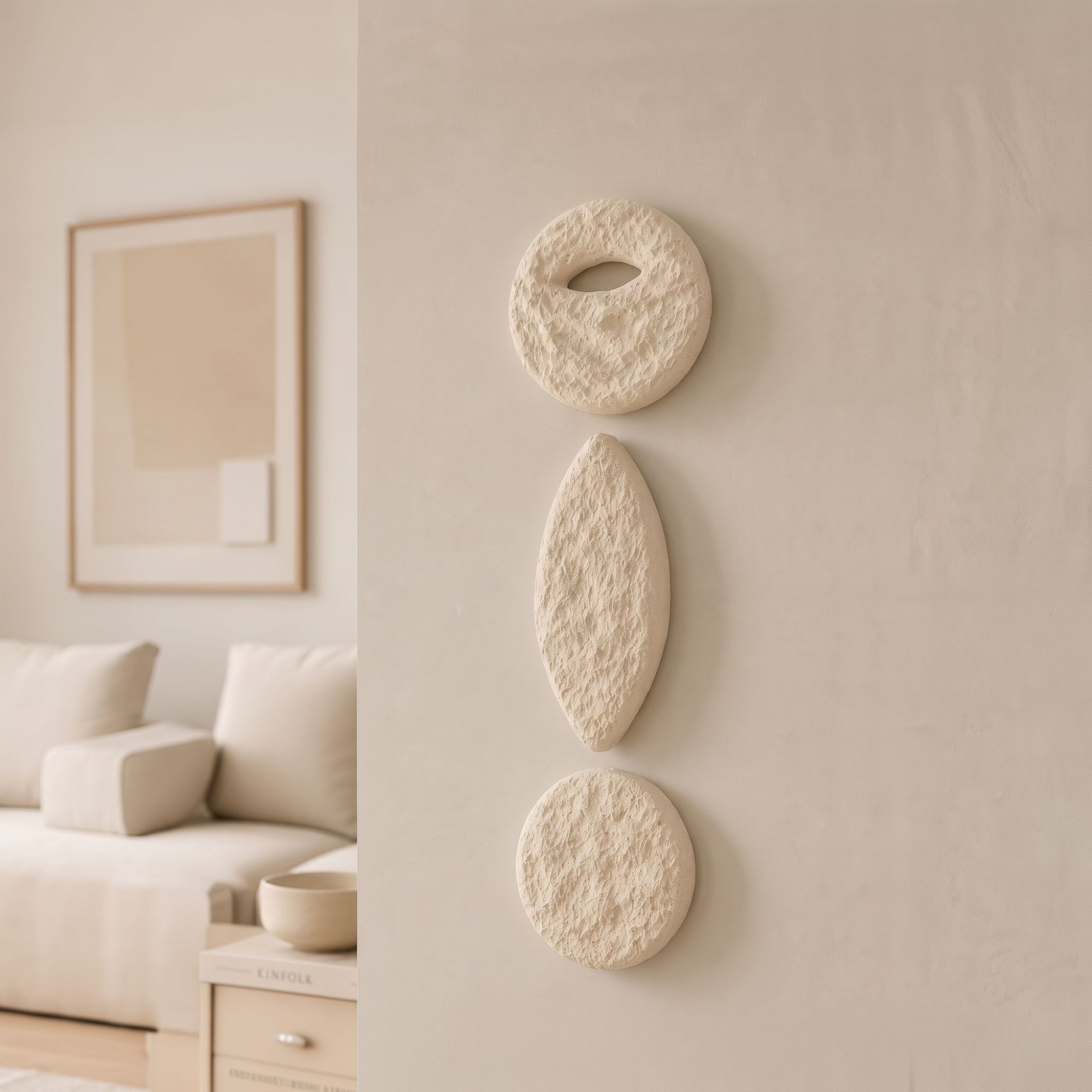 Set de accesorii decorative pentru perete, Myk3095, BETON CARBON, Dimensiunea obiectului 1: 20 x 20 cm, Aproape alb
