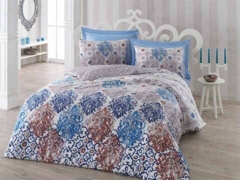 Lenjerie de pat dubla, 6 piese, 240x260 cm, 100% bumbac satinat, Cotton Box, Gonul