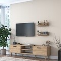 Comoda TV cu 2 rafturi, Wren, M48 - 1044, pal melaminat, nuc
