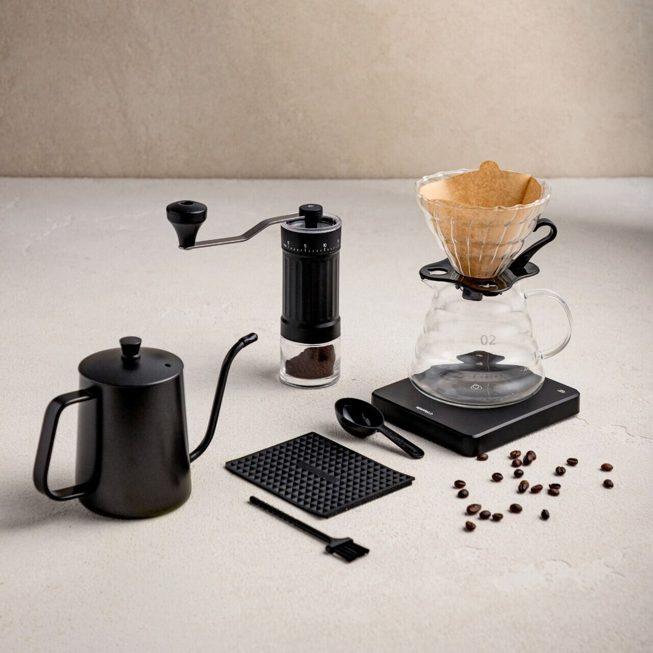 Set 7 piese pentru preparare cafea pour-over Kavera, Homla, inox/sticla/plastic, negru/transparent - view 15