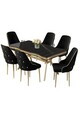 Set masa si scaune (7 piese), Hanah Home, Vae, Sonata / Auriu / Negru