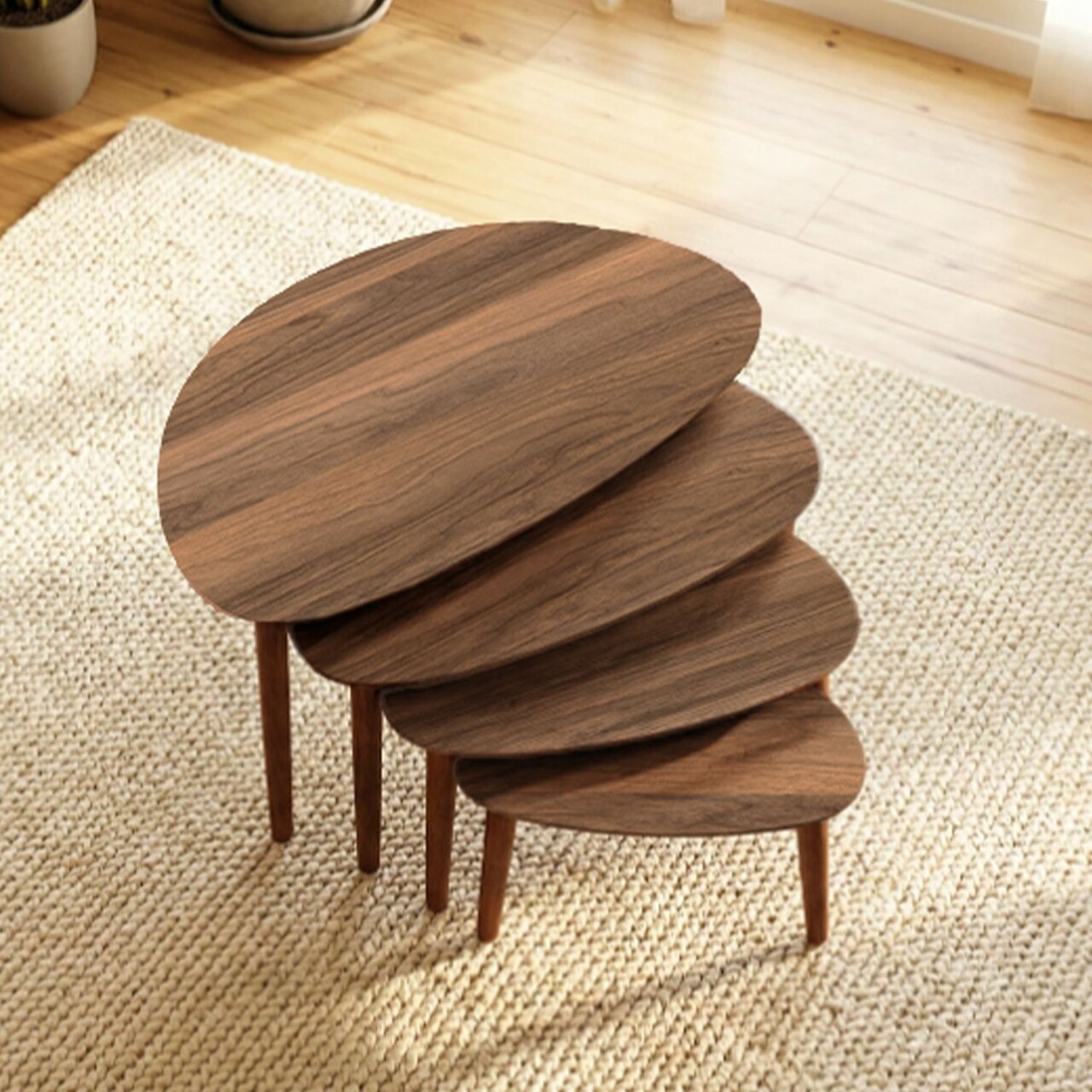 Set masute Nesting 4 piese, Hanah Home, Nora, Maro - imagine 2