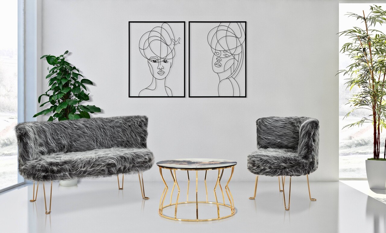 Canapea 2 locuri Hacil, Mauro Ferretti, 134x54x77 cm, gri - 1 | YEO
