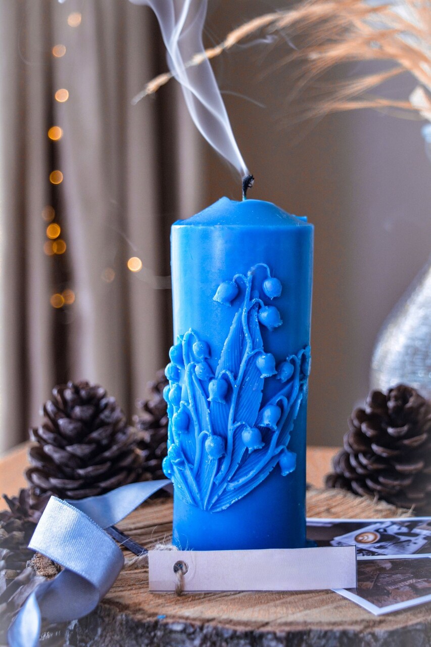 Lumanare, Ers1256, 13x7 cm, Albastru - imagine 3