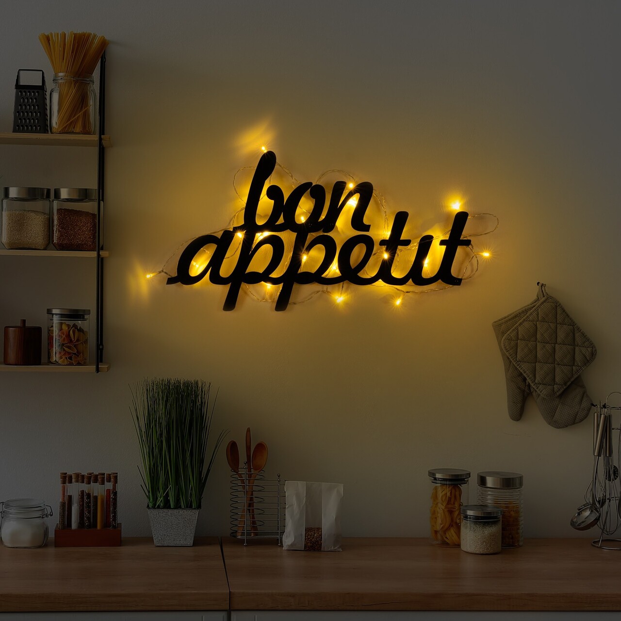 Decoratiune de perete, Bon Appetit 171, 30 x 50 cm, Negru - view 2