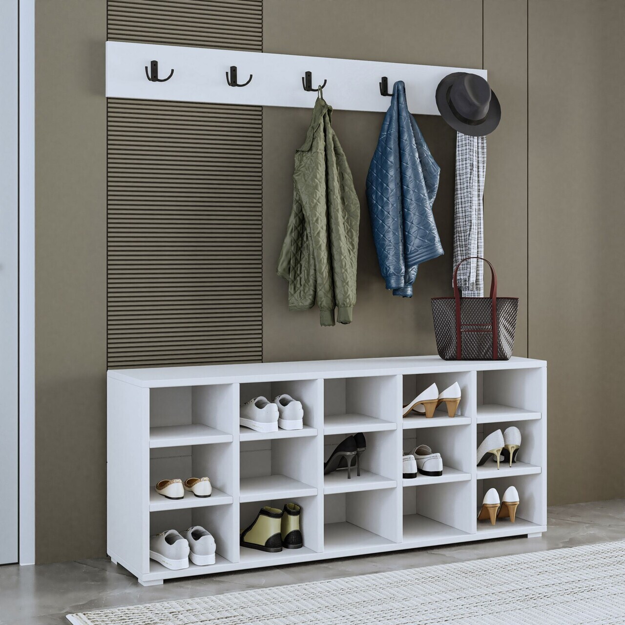 Pantofar, Hanah Home, Talu, 120x51.6x29.6 cm, PAL, Alb — imaginea 3