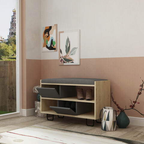 Pantofar, decortie, troy, 83.5x53.5x35.5 cm, stejar / antracit