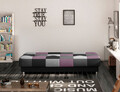 Canapea extensibila 3 locuri, ELTAP, Cayo, 192x90x90 cm, lemn/poliester, negru/roz