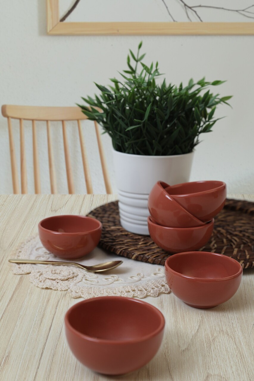 Set boluri ceramice (6 bucăți), L'essentiel Maison, 275KRM2350, Antibacterian, Caramiziu - view 2