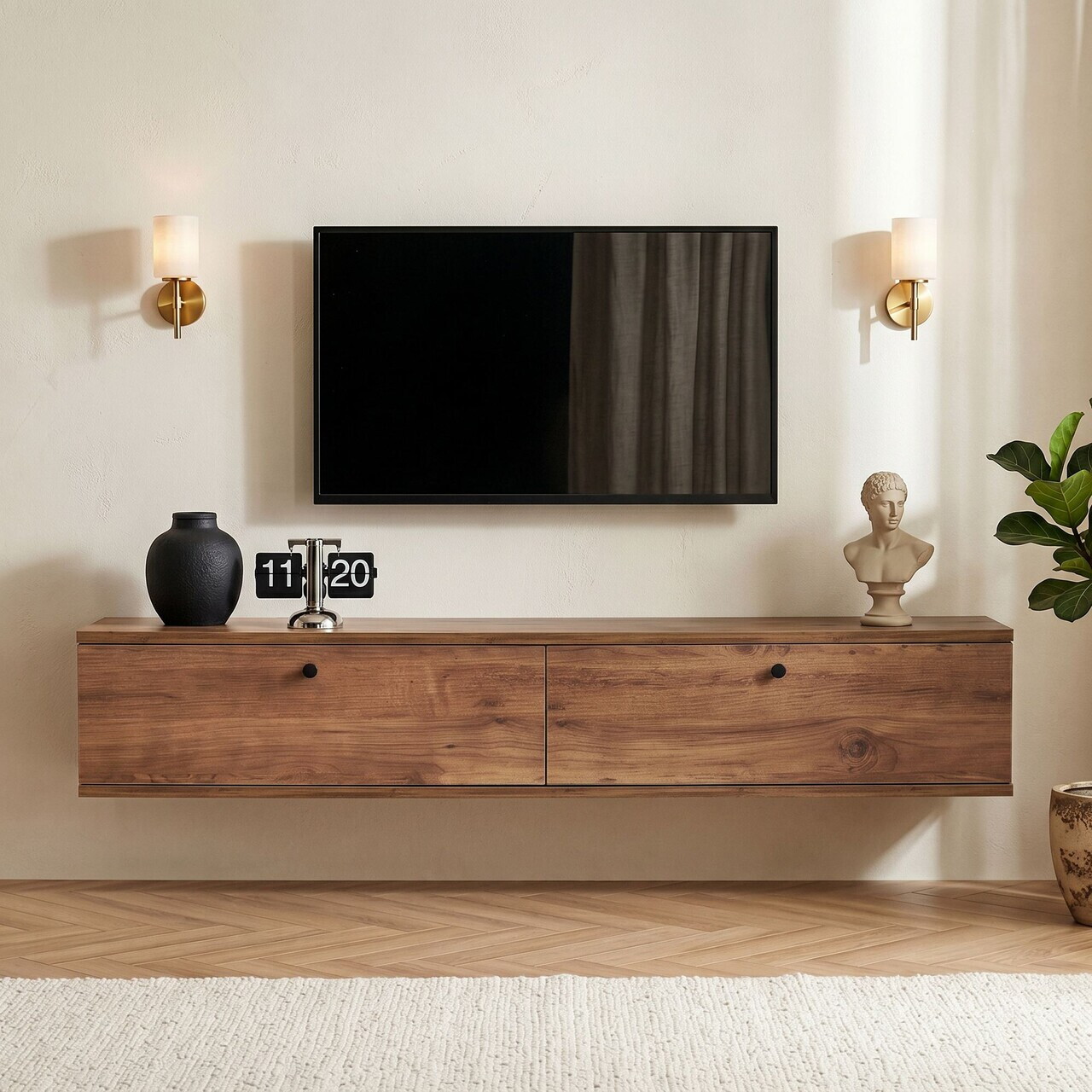 Comoda TV, Nordure, Ligne 140, 140x25x25 cm, Maro — imaginea 2