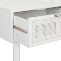 Consola cu 2 sertare Creaciones Meng, 82x42x79 cm, MDF/bambus, alb/argintiu