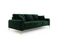 Canapea, Madara, Mazzini Sofas, 3 locuri, gold legs, 222x102x90 cm, catifea, verde bottle
