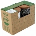Set 2 recipiente cu capac Geometry, Jocca, 10 x 15 cm, portelan/salcam, alb/negru/natur