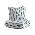 Lenjerie de pat King Size, Pinno, Homla, 3 piese, 200x220 cm, bumbac, alb/verde