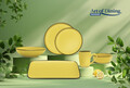 Set 6 farfurii desert Medeea, Art of Dining by Heinner, 20 cm, ceramica, galben/negru