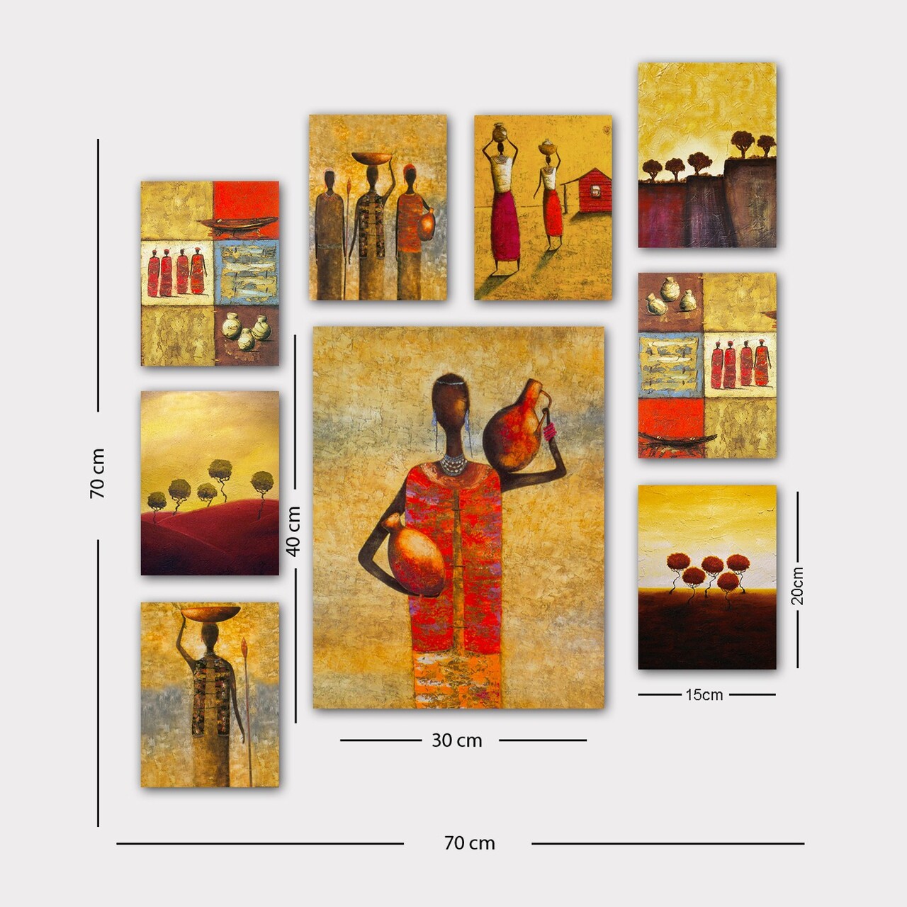Set 9 tablouri decorative, 9MDF10YS, 20 x 15 cm, 8 piese, Multicolor - view 2