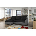 Coltar extensibil reversibil 3 locuri ELTAP, Livio, 237x150x72 cm, lemn/poliester, negru/gri inchis