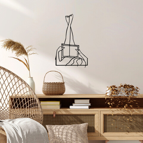 Decoratiune de perete, i love reading, metal, dimensiune: 42 x 69 cm, negru