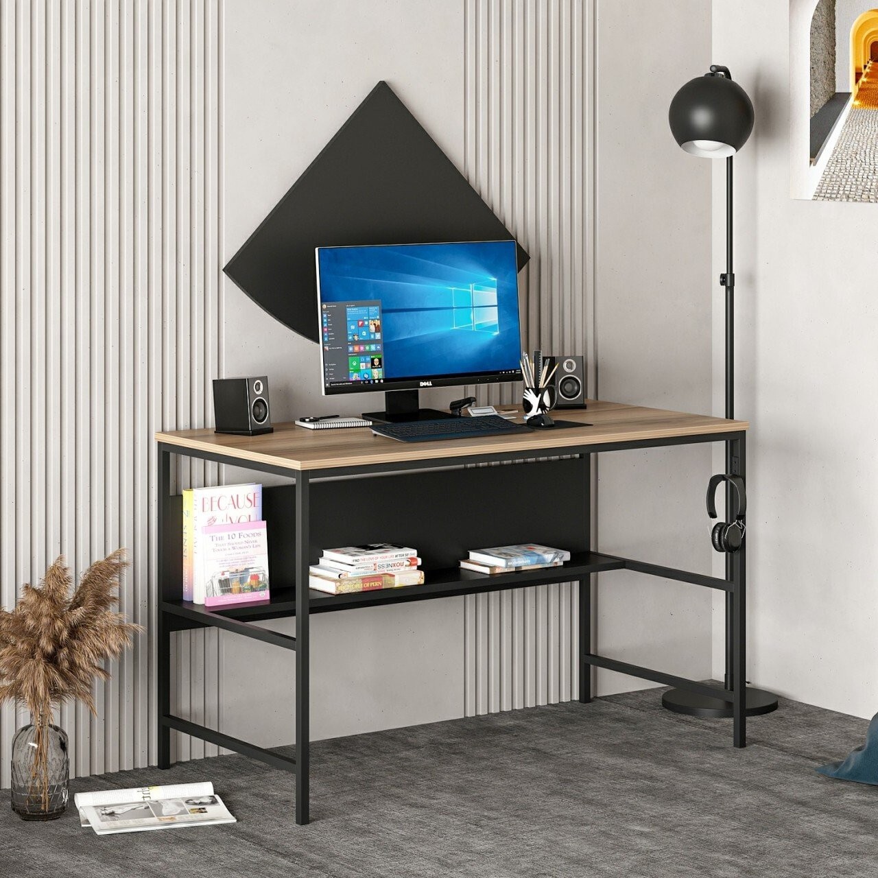 Birou, Minerva, Greta, 120x74x60 cm, PAL, Dore / Negru - 1 | YEO