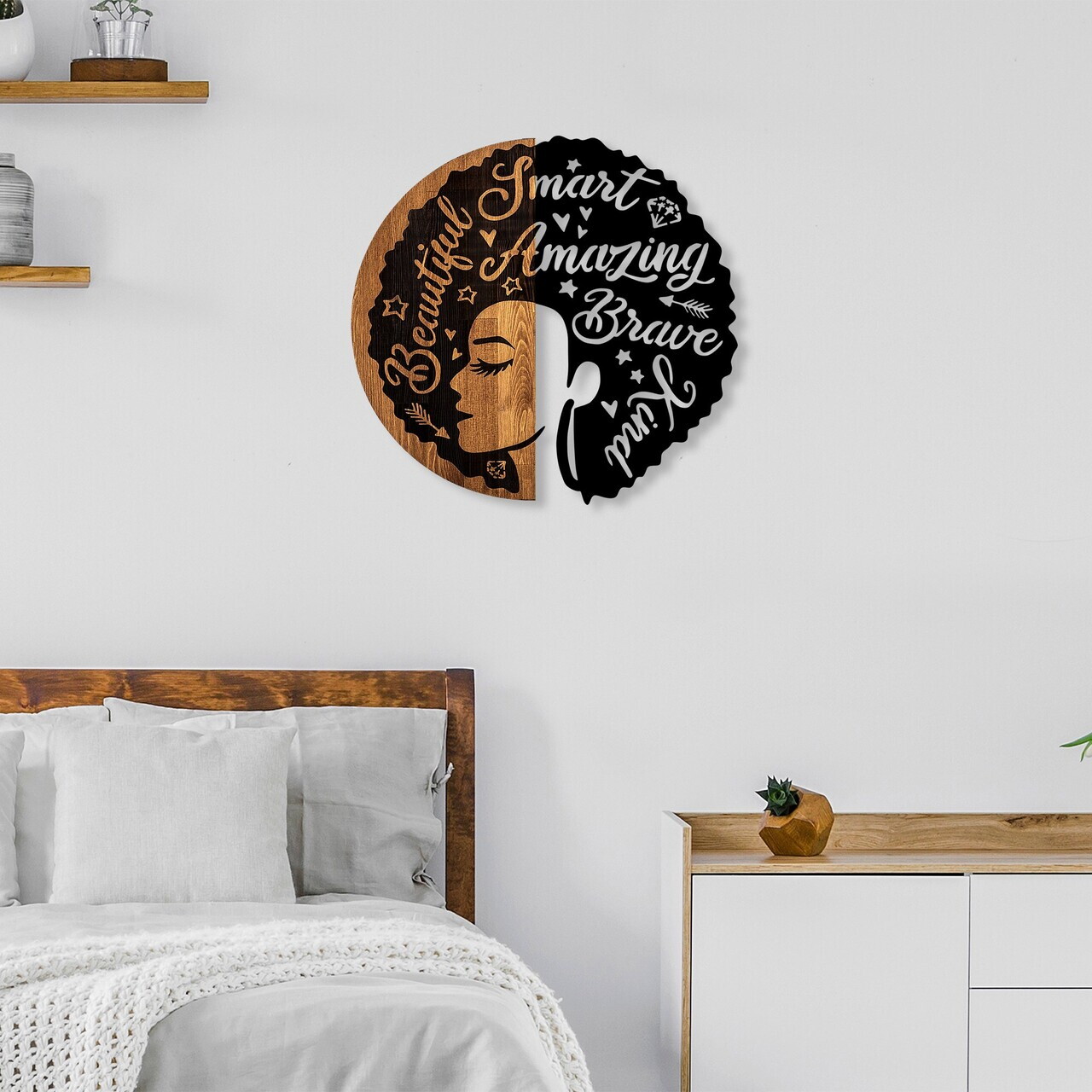 Decoratiune de perete, Female, Dimensiuni: 56 x 59 cm, Nuc / Negru — imaginea 3