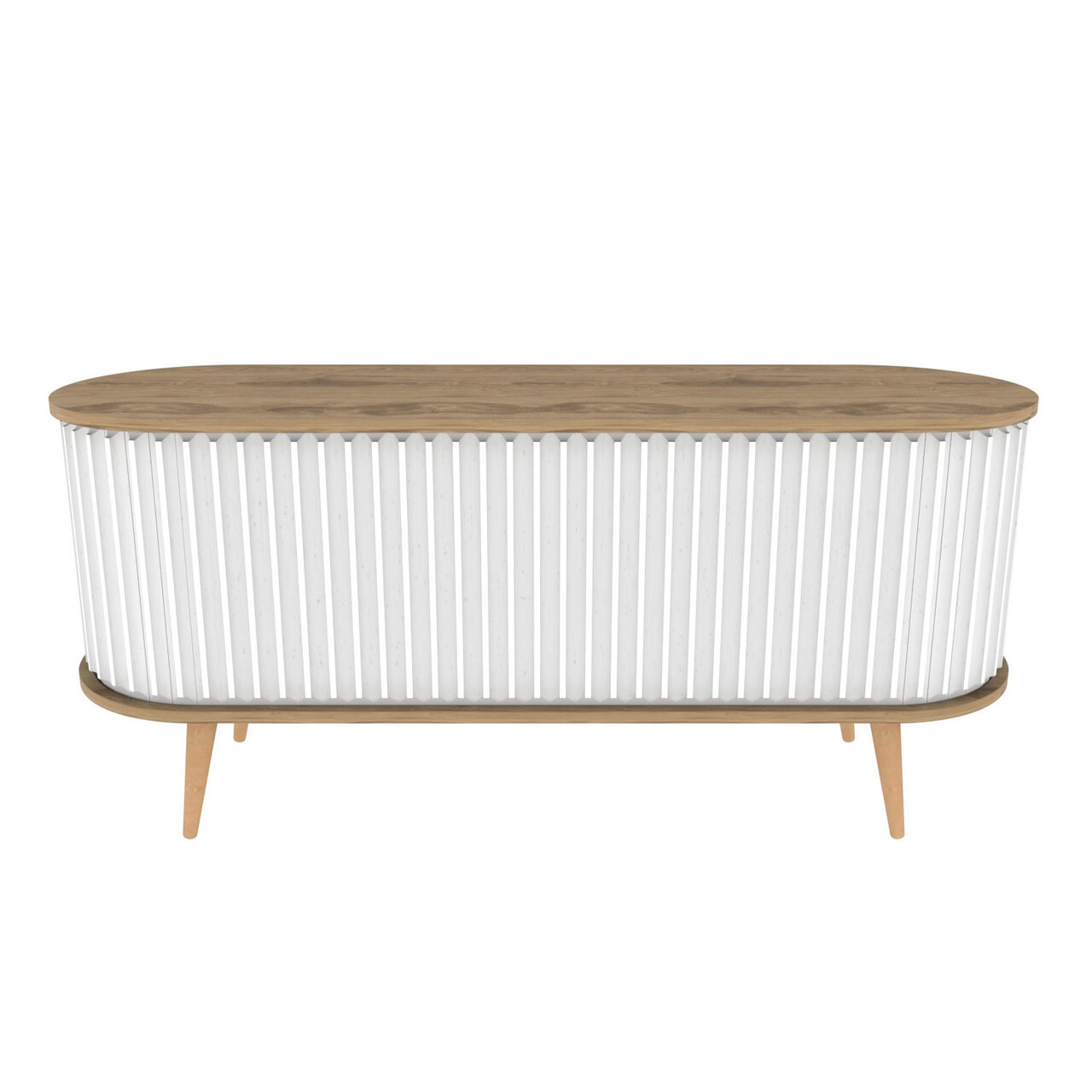 Comoda TV, Retricy, Stor, 140x43x64 cm, PAL, Oud Stejar / Alb
