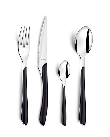 Poza Set tacamuri pentru 4 persoane, 16 piese, Amefa, Eclat Black, inox