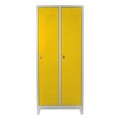 Dulap de depozitare cu incuietoare, Shelvoria, Js1028Sa, 67x185x37 cm, Otel, Gri / Galben