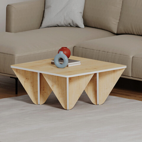Măsuţă de cafea, Decortie, Diamond, 80×37.8x80cm, Stejar / Alb 80x37.8x80cm imagine noua 2022