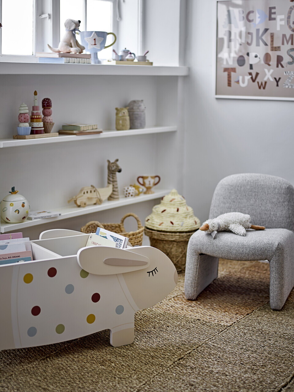 Cos cu capac, Bloomingville, Cillie, 28x41 cm, iarba de mare impletita/otel, natural - imagine 5