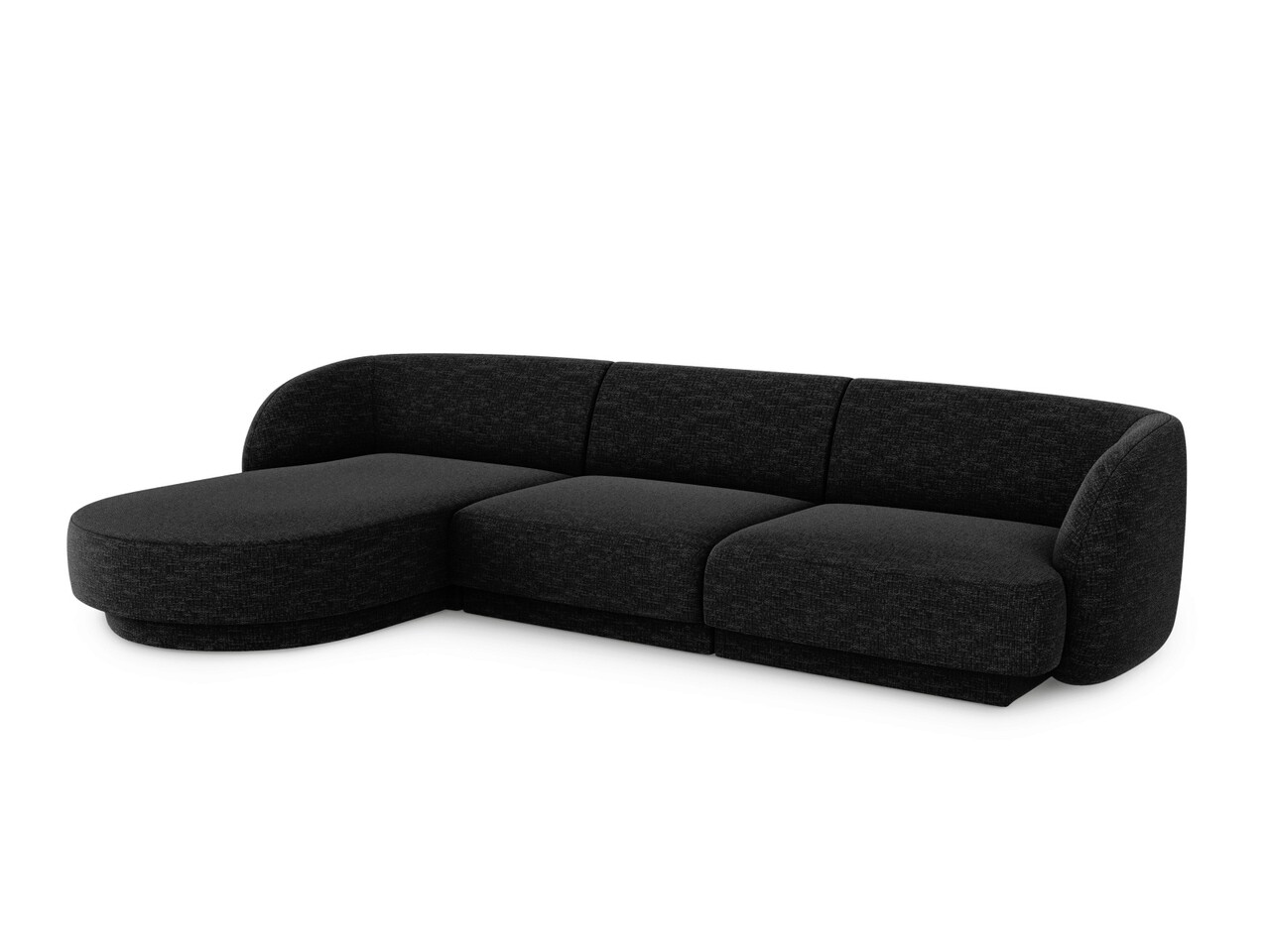 Coltar stanga 4 locuri, Miley, Micadoni Home, BL, 259x155x74 cm, poliester chenille, negru - 1 | YEO