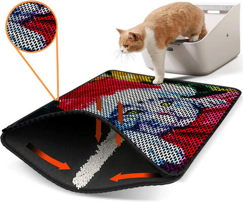 Covoras litiera pentru colectarea granulelor de nisip, Nrszn0116, 45×60 cm, 50% PVC/50% POLIESTER, Multicolor Gravel