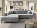 Coltar extensibil stanga 4 locuri ELTAP, Sol-20, Solange, 292x196x84 cm, lemn/poliester, gri deschis