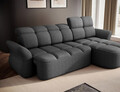 Coltar extensibil dreapta 3 locuri ELTAP, Beneth, 301x185x115 cm, lemn/poliester, gri inchis