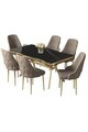 Set masa si scaune (7 piese), Hanah Home, Vae, Sonata / Aur / Cappuccino