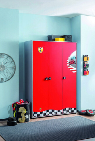 Dulap pentru haine, Çilek, Race Cup 3 Doors Wardrobe, 135x198x54 cm, Multicolor 135x198x54 imagine 2022