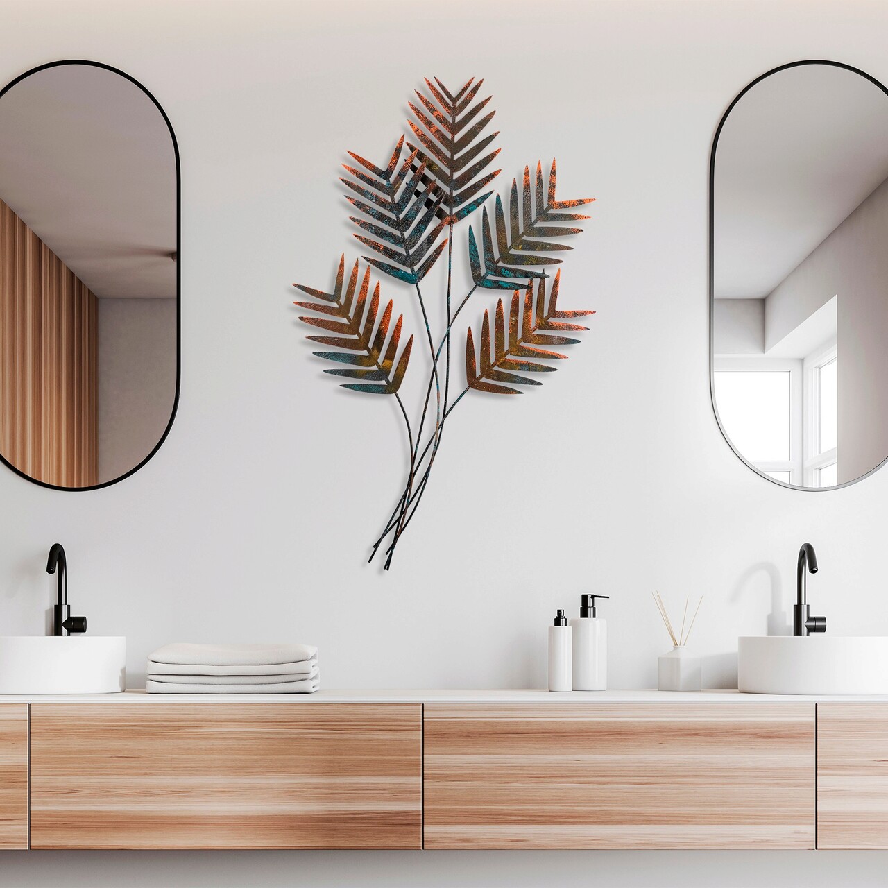 Decoratiune de perete, Toona Sinensis 2, Metal, Dimensiune: 72 x 108 cm, Multicolor - 2 | YEO