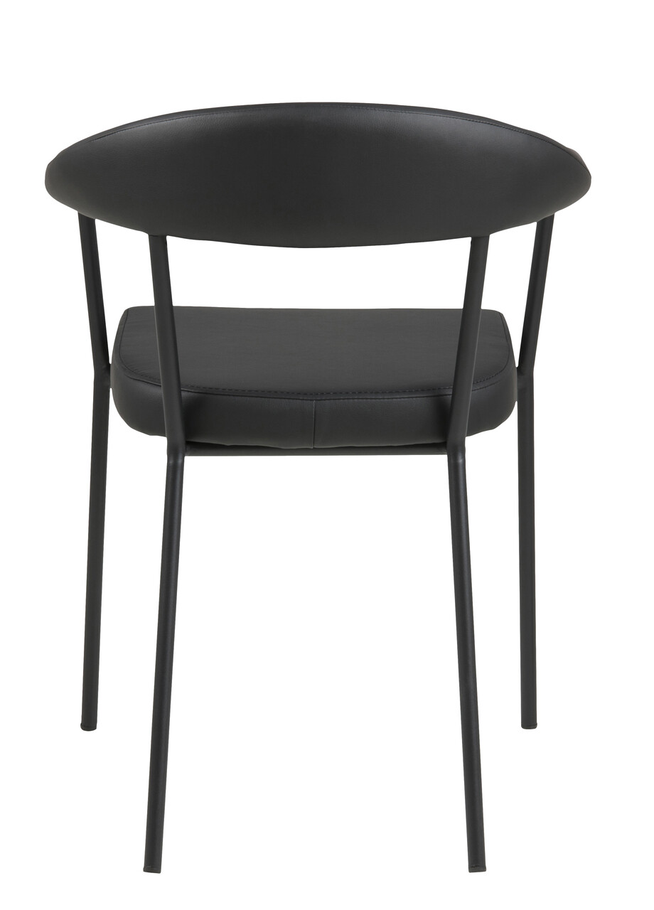 Scaun Ava, Actona, 56x52.5x77.5 cm, piele ecologica/otel, negru