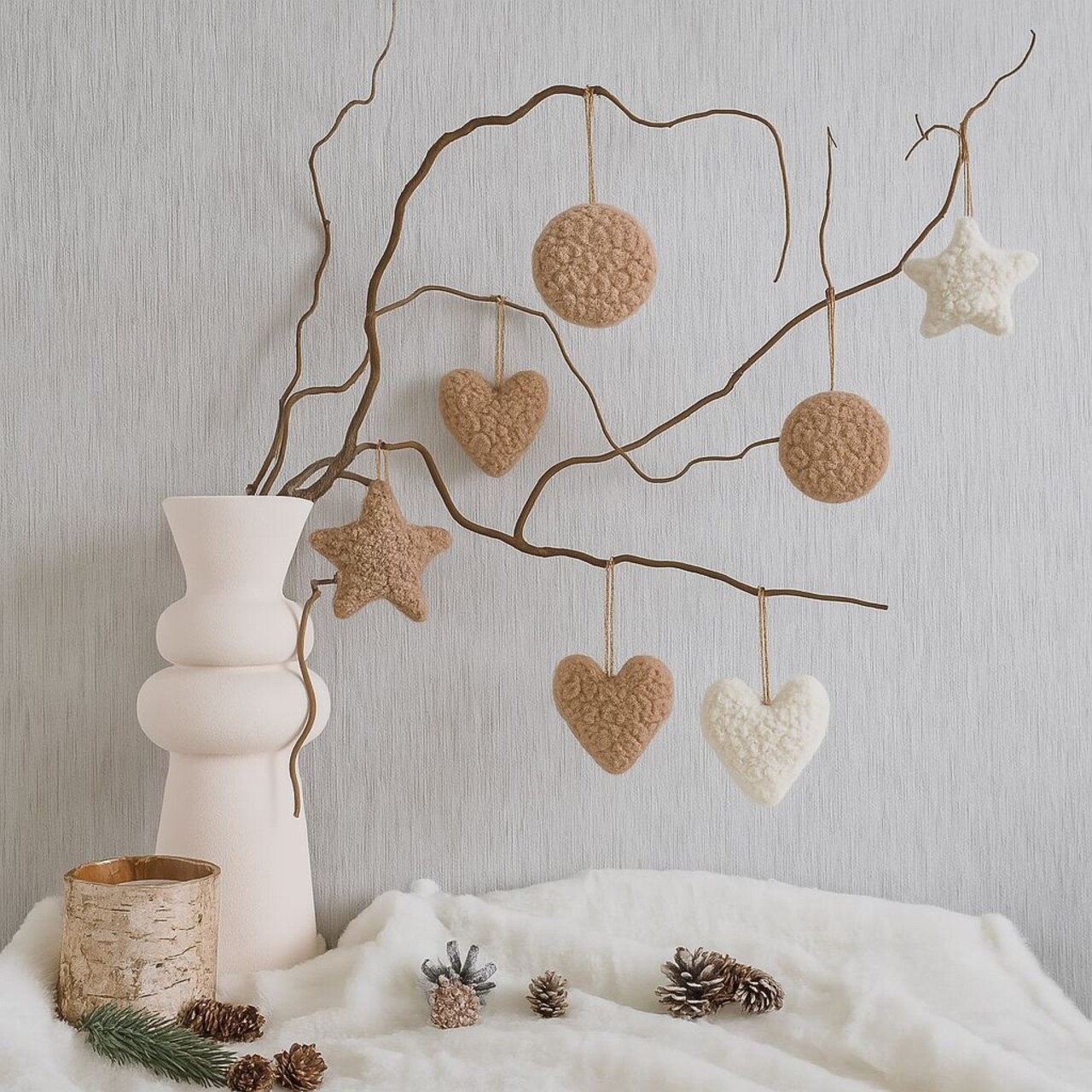 Ornament de Crăciun, 3 Lu Set, 80% POLIESTER/20% IUȚĂ, Maro - imagine 4