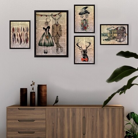 Set 5 tablouri decorative, SET_078, Lulu, 24×29 cm/34×44 cm, plastic Decoratiuni