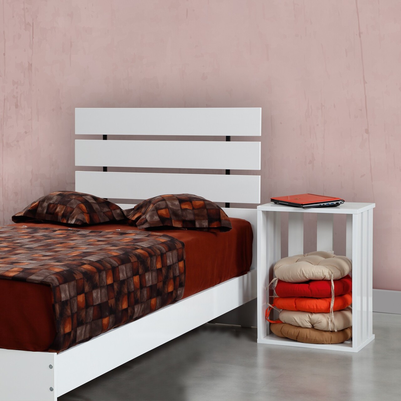 Pat de o persoană, Comforty, Fuga 120, 125x100x205 cm, PAL, Alb - 1 | YEO