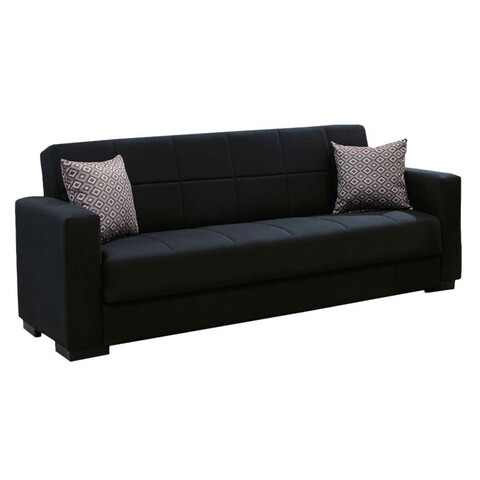 Canapea extensibila 3 locuri Vox, Pakoworld, 212x77x80 cm, textil/lemn de plop, negru