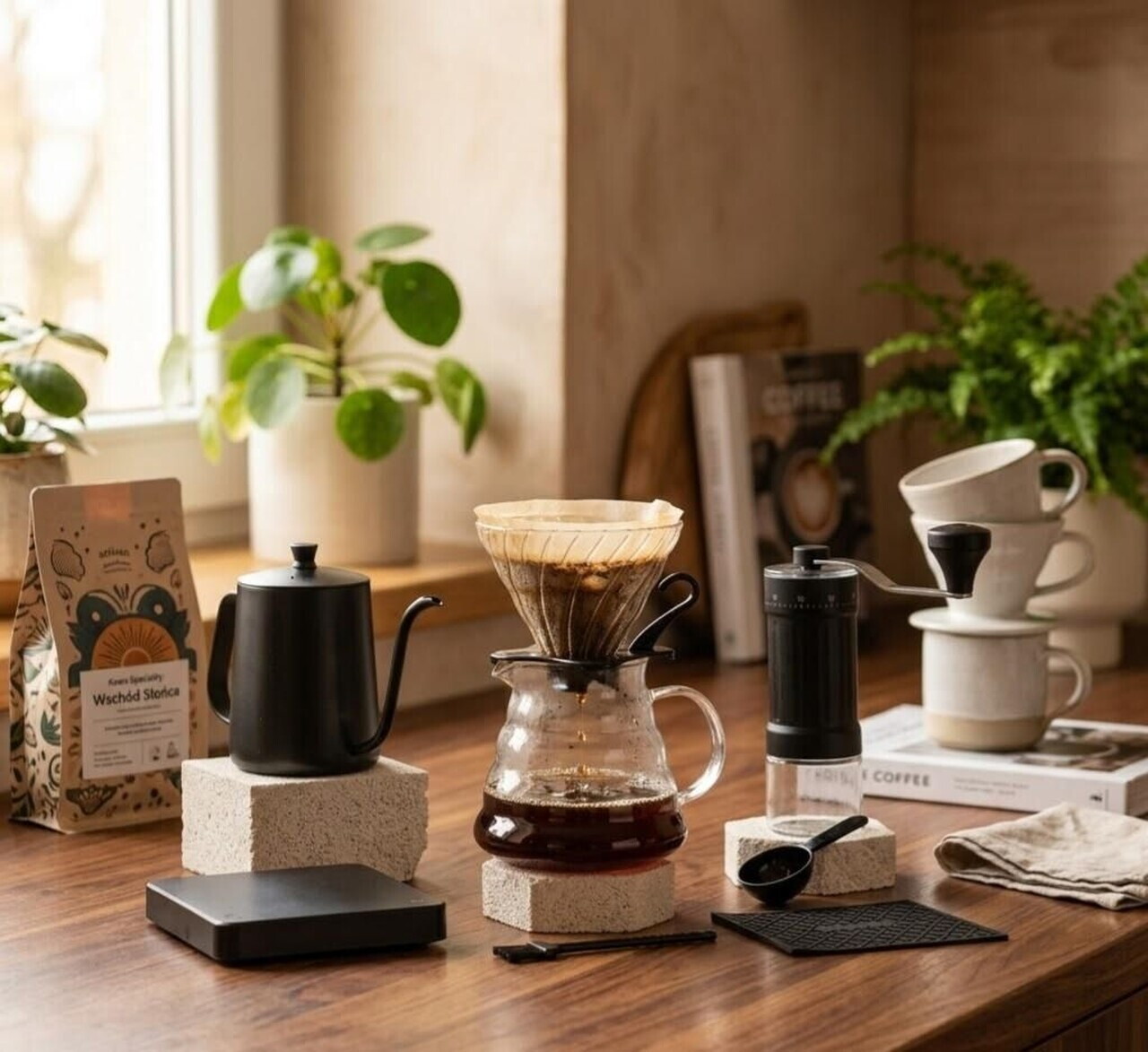 Set 7 piese pentru preparare cafea pour-over Kavera, Homla, inox/sticla/plastic, negru/transparent - view 12