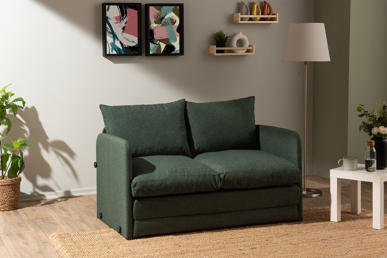 Canapea extensibilă cu 2 locuri, Futon, 859FTN2876, Metal , Verde - 1 | YEO