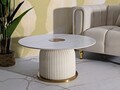 Masuta de cafea Nova, Mauro Ferretti, 80x80x39.5 cm, fier/ceramica, crem/auriu