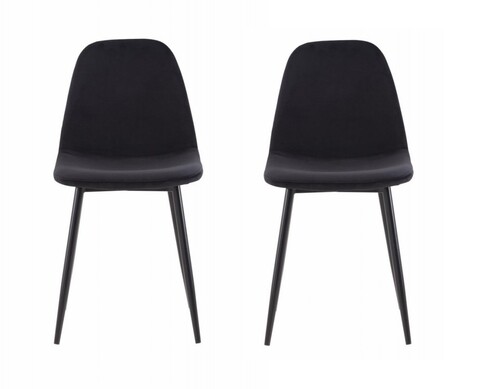 Set 2 scaune Dining Jaquard, Heinner, 48x46x87 cm, metal/catifea, negru 48x46x87