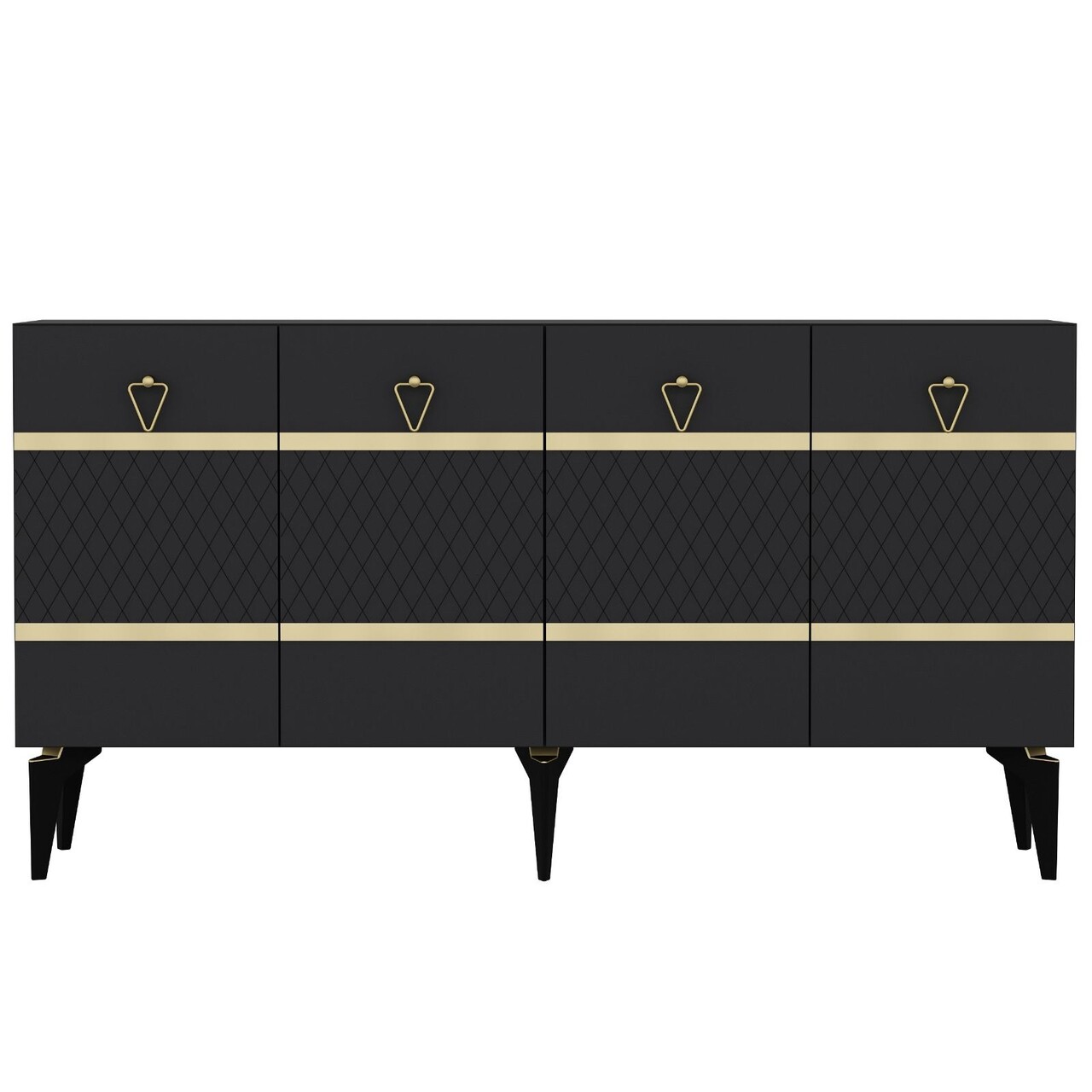 Consola, Hanah Home, Pelin, 150x79x40 cm, PAL , Antracit / Aur - view 4
